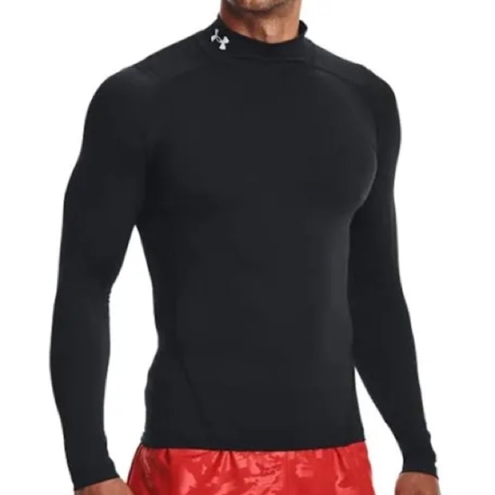 Under Armour Men’s Thermal Long Sleeve Black Mock Neck Top Size Medium Heat Gear